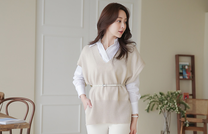 Side Center Front Vent loose fit Knit Knit Vest