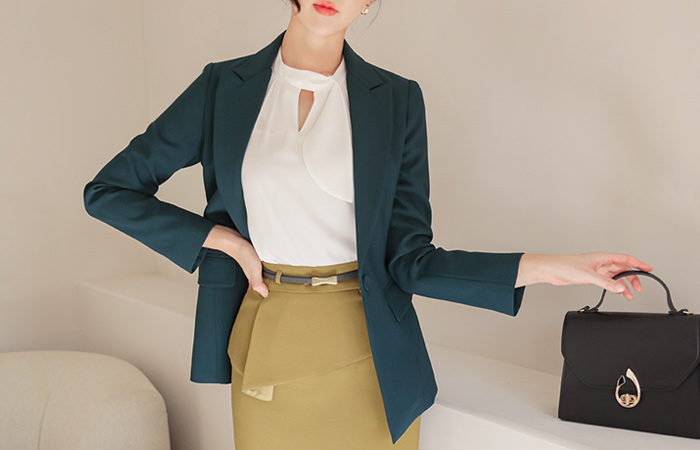 Peaked Collar One-Button Span Jacket