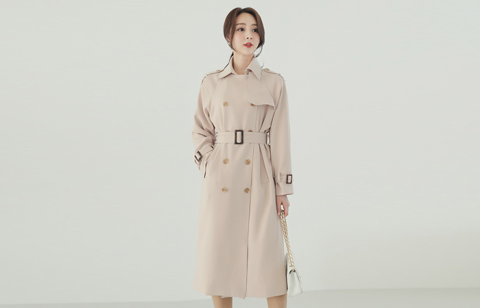 Classic Double-button Buckle Belted Trench Coat Ⅱ