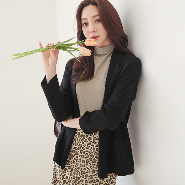 Powdery Basic Shawl Collar Cardigan