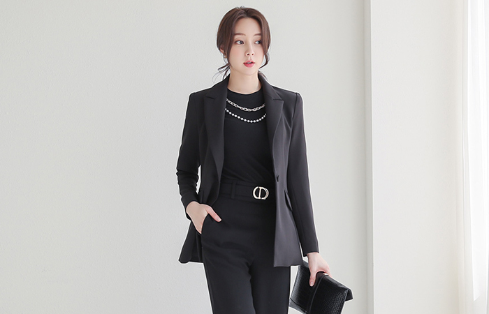 Formal Span One-Button Peaked Collar Jacket