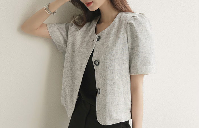 clear Bold Button Puff Jacket