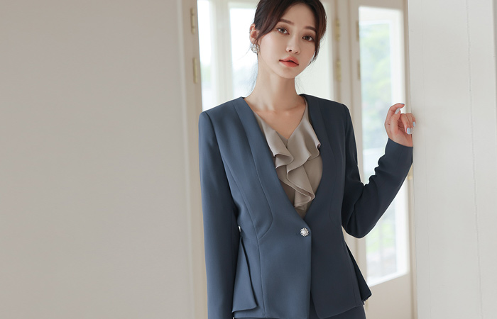 Jenne Peplum No-collar Jacket