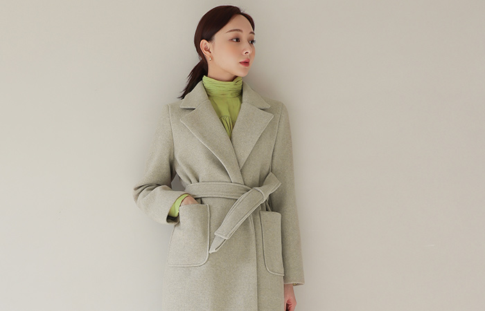 Wide-Collar Big Pocket Long Coat(quilted lining)