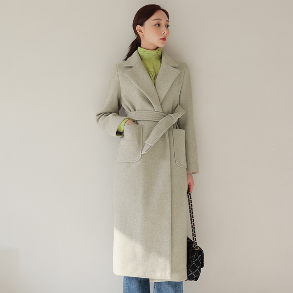 Wide-Collar Big Pocket Long Coat(quilted lining)