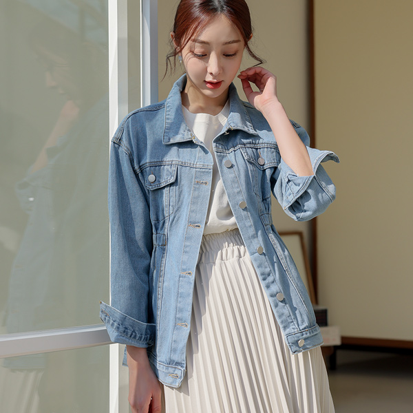 Vintage Waist Banding Denim Jacket