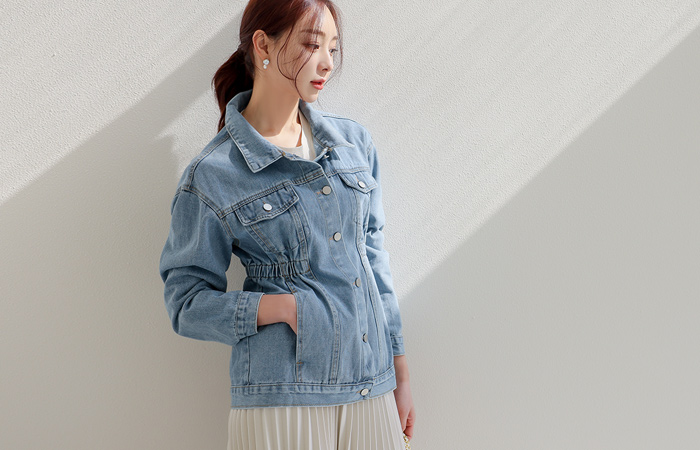 Vintage Waist Banding Denim Jacket