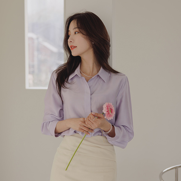 [O:neul] Watercolor Color Glossy Modal NICE Blouse