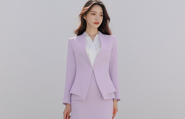 Pastel Double Peplum No-collar Jacket