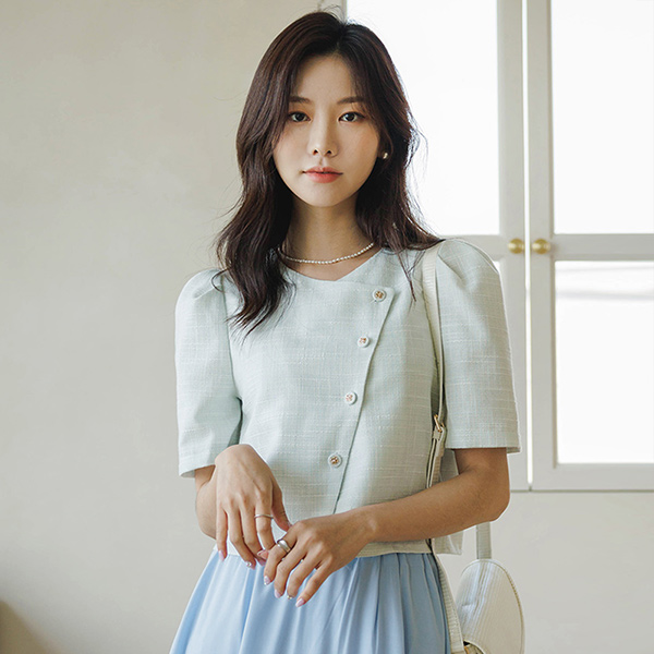 Bling Puff Diagonal Summer Tweed Jacket