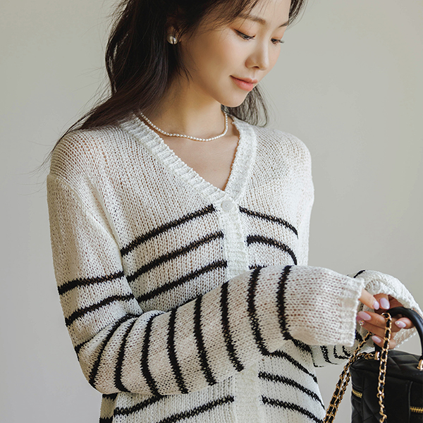 Pretty fit Stripe Summer Knit Cardigan