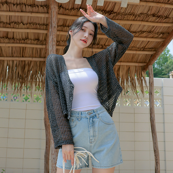 Summer See-through Net Crop Cardigan