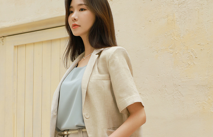 Delicate Point Color Pure Linen Jacket