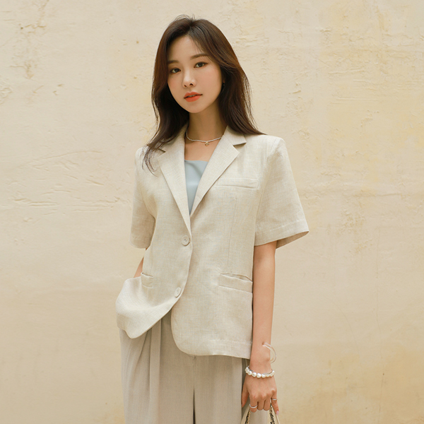 Delicate Point Color Pure Linen Jacket