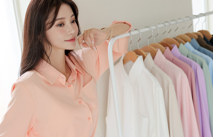 Pastel Soft One-Pocket Shirt Blouse