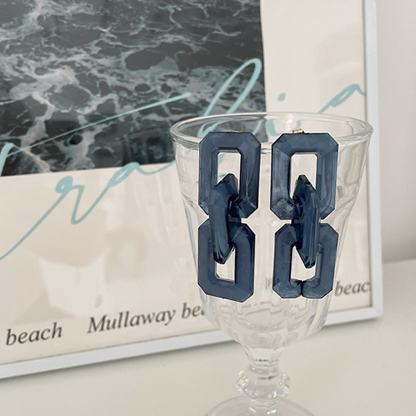 Delicate Ocean Color Double Square large Earring