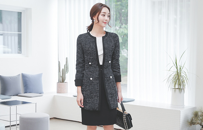 Shine Pearl Button Tweed Jacket