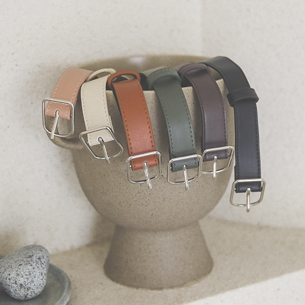 Silver Square Buckle Basic Belt