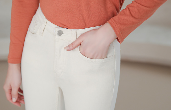 버터 Stretchy-Waist Cotton Span Slim Fit Pants