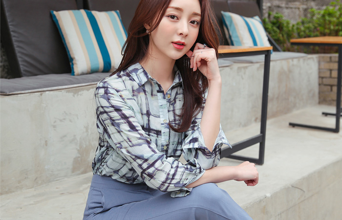 Fresh Check Printing Linen Shirt