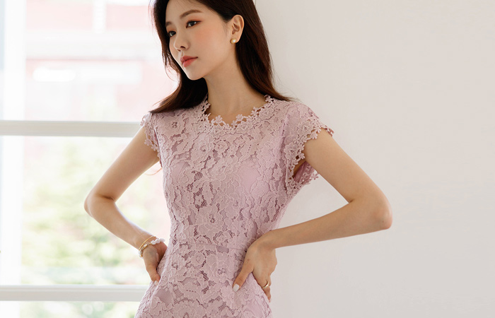 Romantic Flower Lace Slim Dress