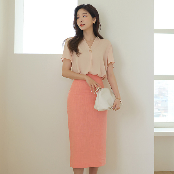 Lovely Color Cool Linen Basic Skirt