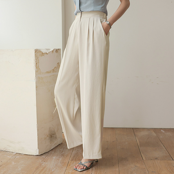 Summer Daily Pintuck Back Banding Slacks