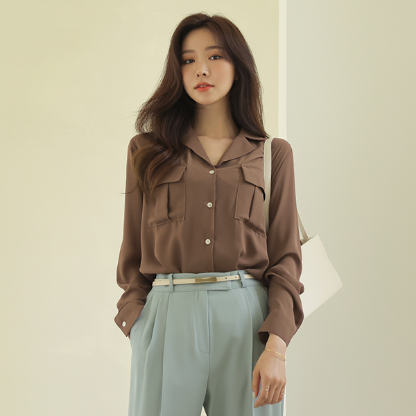 Double Pockets Autumn Blouse