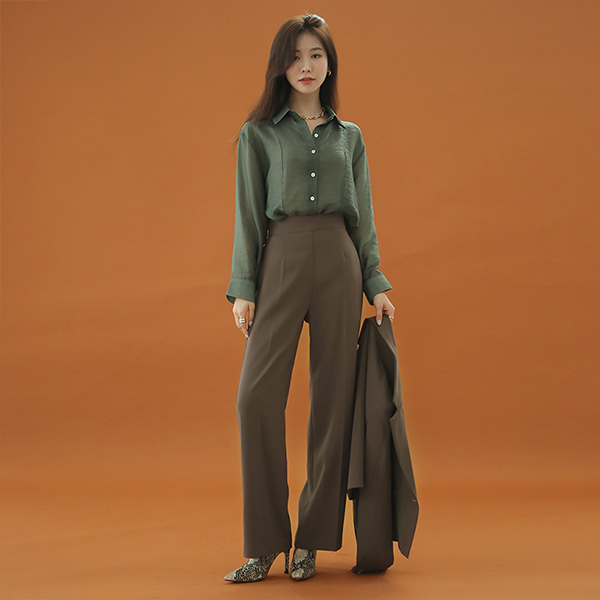 Modern High-Waist Side Button Wide SlacksⅡ