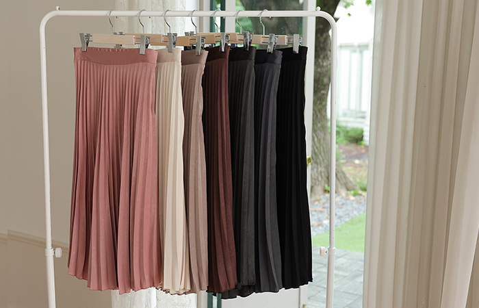 Romantic Shine Pleats Long Skirt