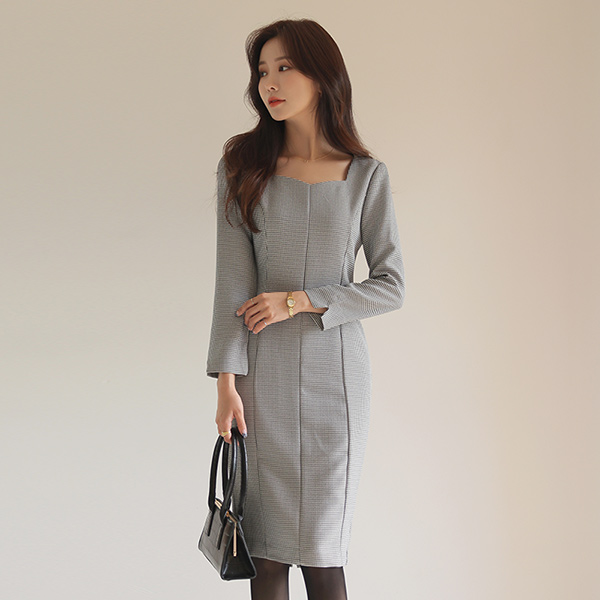 Classic Mood Check Patterns Slim Fit Dress