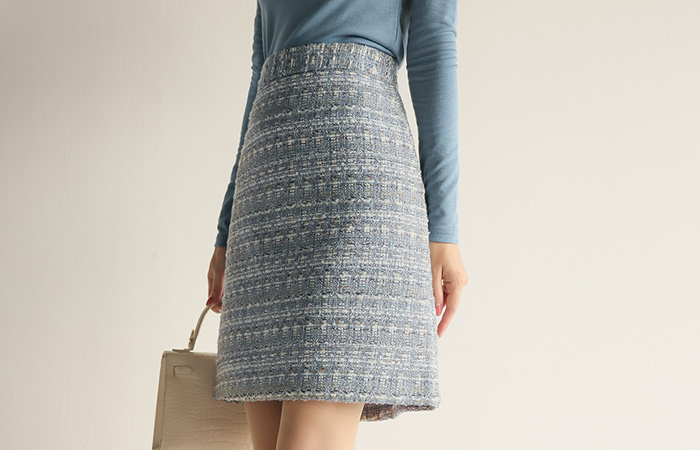 Serenity mix Tweed Midi Skirt