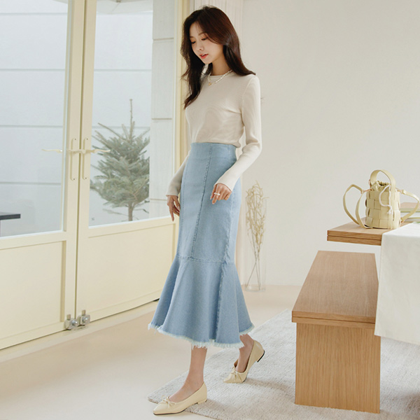 Good elasticity Denim Mermaid Long Skirt