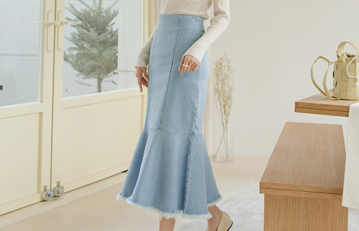 Good elasticity Denim Mermaid Long Skirt