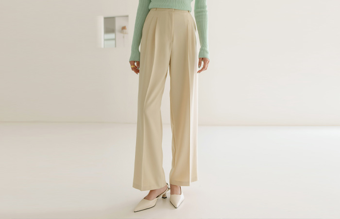 Trendy Double Pintuck Wide Slacks