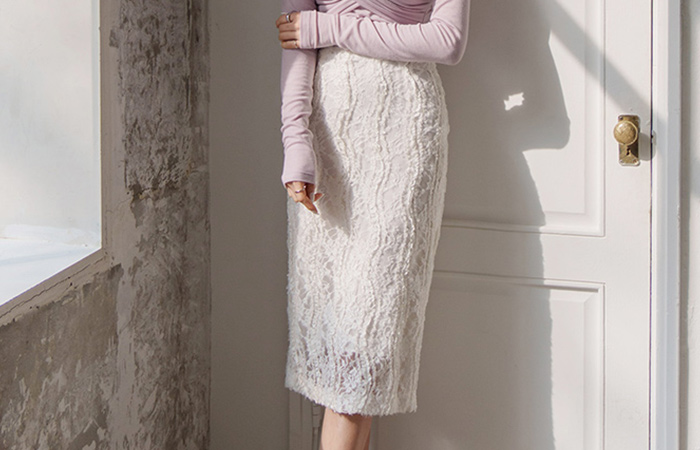 Romantic Lace Slim H-line Skirt