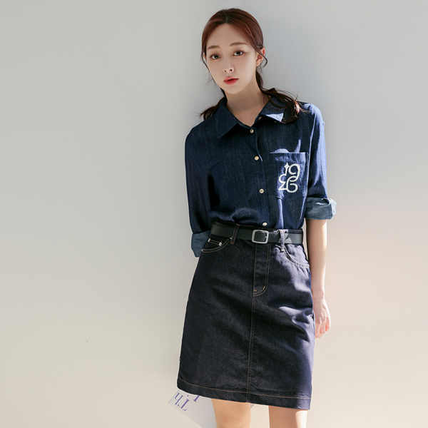 Eco Pure Recycling Greige Denim Skirt