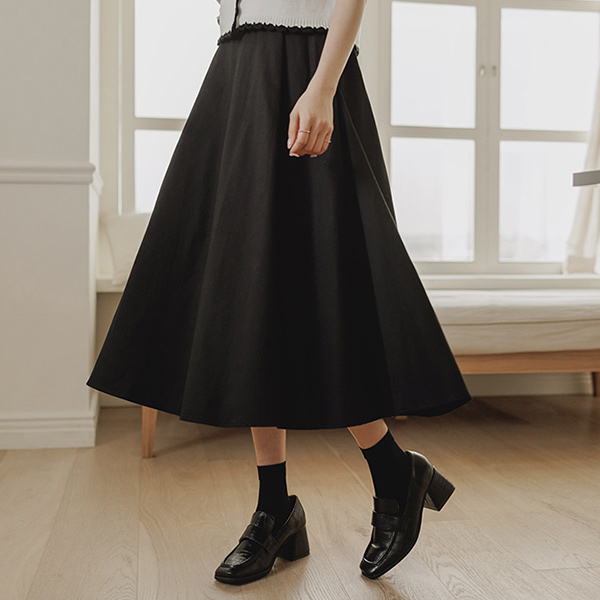 Rich A-line Back Banding Long Skirt