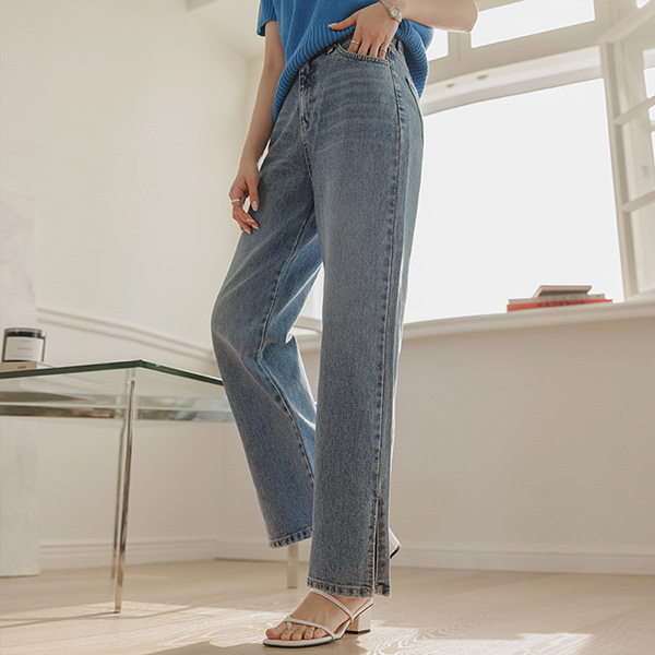 ODE Slit Wide Denim Pants