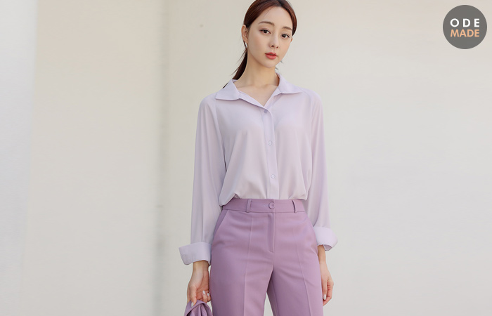 Pastel Open Collar Ragran Blouse