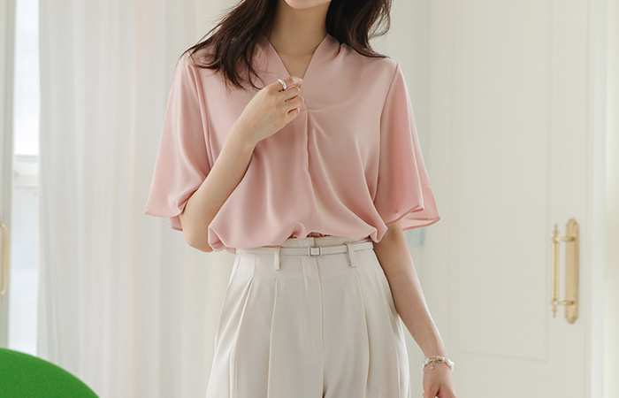 ODE V-neck Blouse(short sleeves)Ⅱ