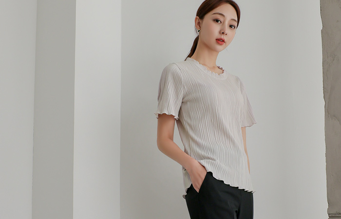Official Wrinkle Pleats Short-sleeve T-shirt
