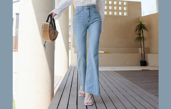 Line Semi- Boot-Cut Denim Pants