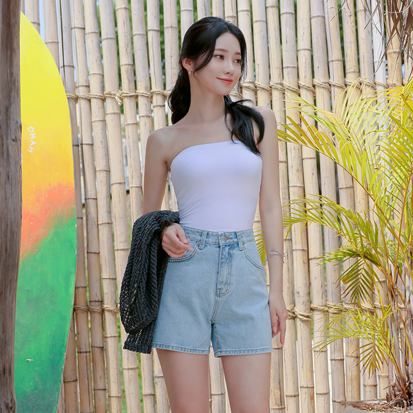 Daily High-Waist Denim Short Pants