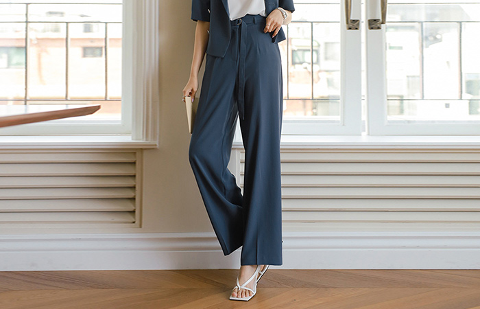 Cool Summer Soft Wide Belt Slacks
