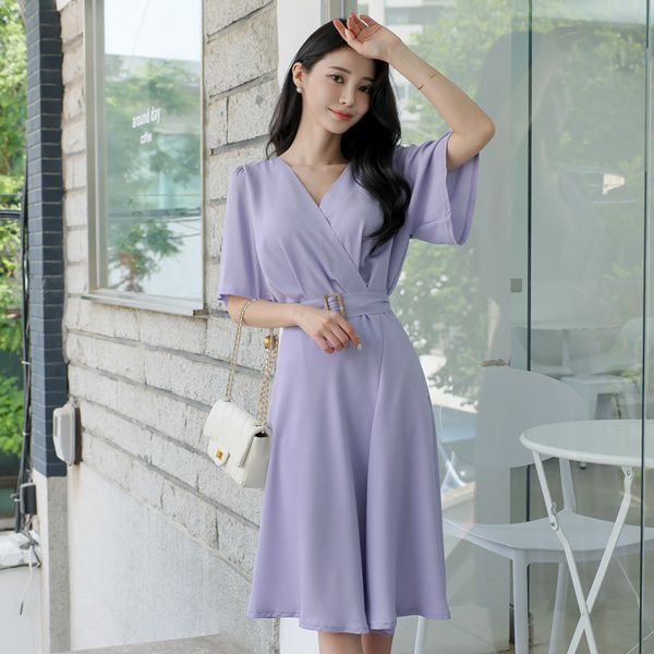 Wing Sleeves Belted Unbalance Gored Dress Ⅲ