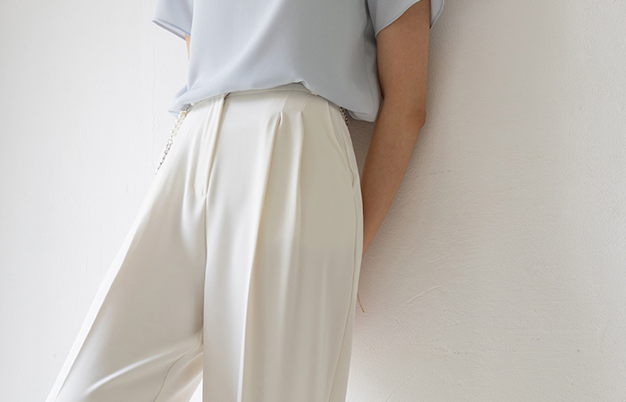 CHIC Double Pintuck Soft Wide Long Slacks