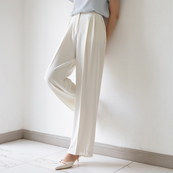 CHIC Double Pintuck Soft Wide Long Slacks