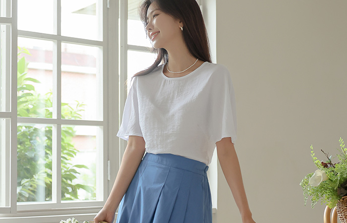 [O:neul] Romantic Puff Slim Line Linen Blouse