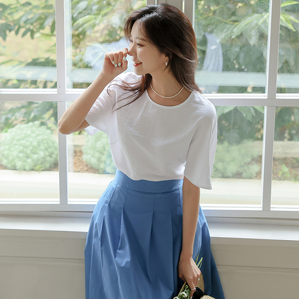 [O:neul] Romantic Puff Slim Line Linen Blouse